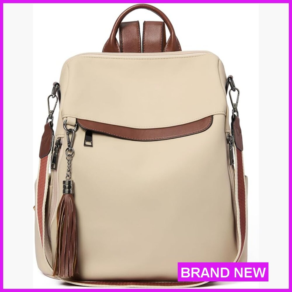 Pu Leather Anti Theft Backpack Purse Travel Bag With Tassel Adjustable Straps